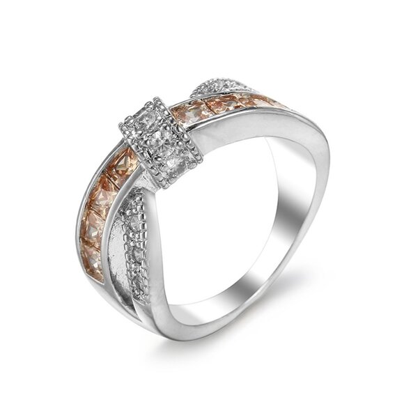 🔥New 💛Champagne Diamond CZ💎 925 Silver Plated Punk Cocktail Ring, GPMB1402 - Picture 4 of 6